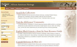Screenshot of African American Heritage homepage.