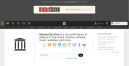Screenshot of Internet Archive homepage.