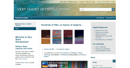 A screenshot of the Very Short Introductions homepage.