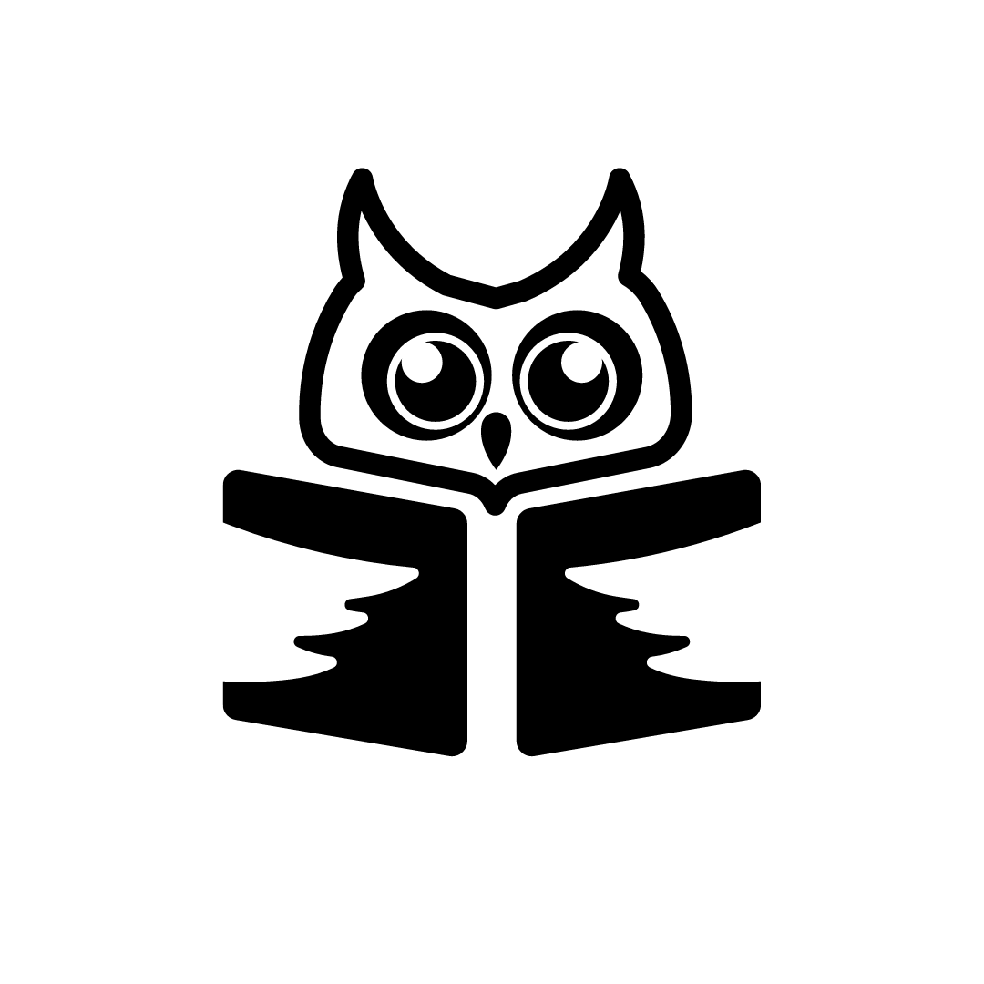 Clipart of an owl reading a book.